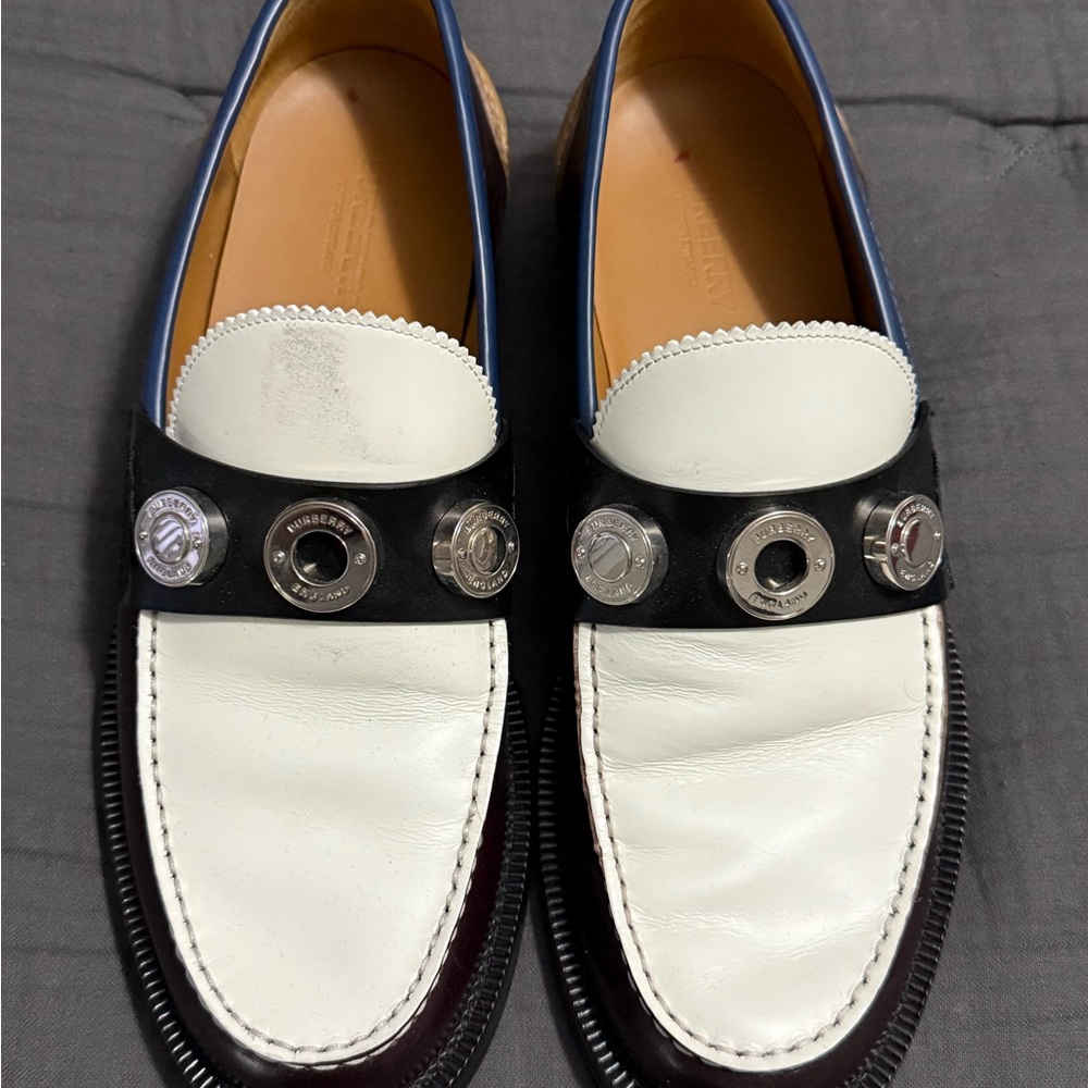 Men's Black and White Burberry Loafers